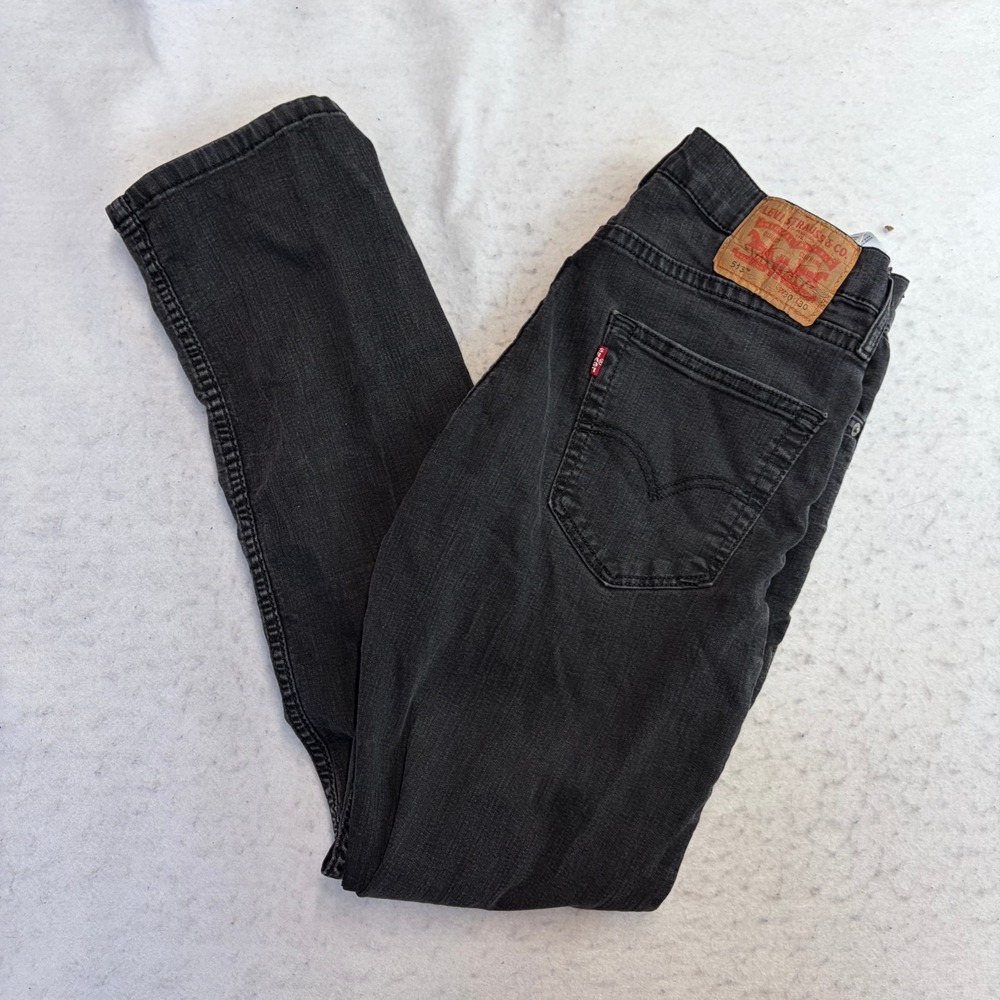 Levi's 513 Slim Straight Jeans Mens 30x30 Black Denim Faded Stretch